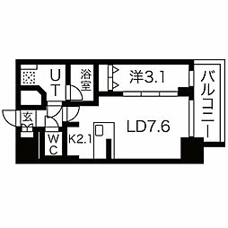 名古屋市営鶴舞線 浅間町駅 徒歩8分の賃貸マンション 13階1LDKの間取り