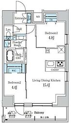 デュオフラッツ葛西 14階2LDKの間取り