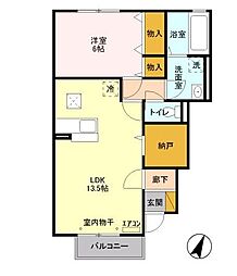ガーデンパークみずき 1階1LDKの間取り