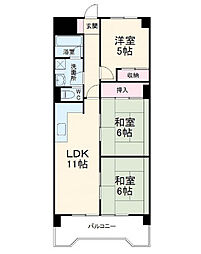 ラジョーヌ 1階3LDKの間取り