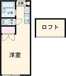 ウッディパレス服部I 1階ワンルームの間取り