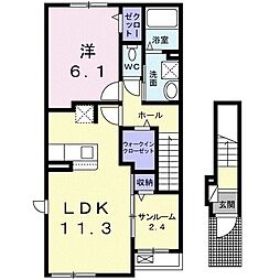 メゾン・ド・ポタジェ 1LDKの間取図画像