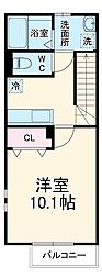 名鉄三河線 三河高浜駅 徒歩21分の賃貸アパート 2階1Kの間取り