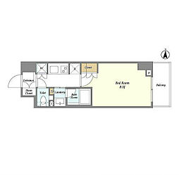 東京メトロ丸ノ内線 四谷三丁目駅 徒歩2分の賃貸マンション 8階1Kの間取り