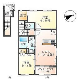 ディア　マイアミ 2階2LDKの間取り