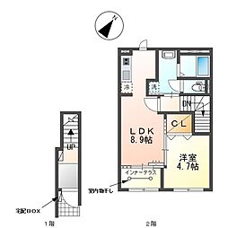 近鉄名古屋線 近鉄弥富駅 徒歩32分の賃貸アパート 2階1LDKの間取り