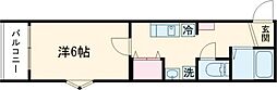 西武多摩川線 競艇場前駅 徒歩9分の賃貸アパート 2階1Kの間取り