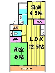 若葉マンション 2階2LDKの間取り