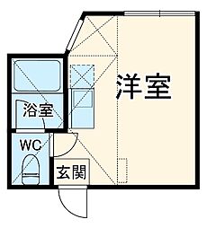 ユナイト根岸アンドレッティー 2階ワンルームの間取り