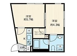 Ｆｕｌｌｅａ若林 2階2Kの間取り
