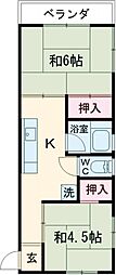 清水屋ビル 4階2Kの間取り