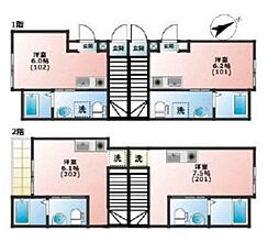 ベレガンス鷹之台II　B棟 1階ワンルームの間取り