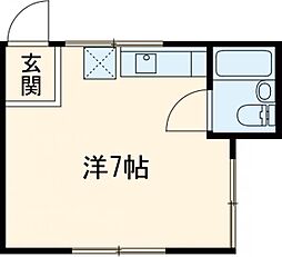 シャネルハイツ 2階ワンルームの間取り