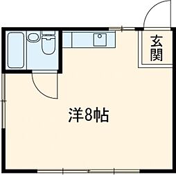 シャネルハイツ 1階ワンルームの間取り