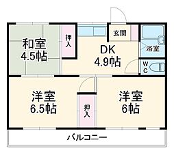 コーポオカダ 1階3DKの間取り