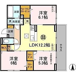 つくばエクスプレス 南流山駅 徒歩19分の賃貸アパート 1階3LDKの間取り