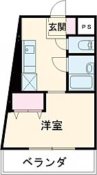 フェイムドゥボウ 3階1Kの間取り