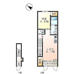 リべーラならはら 2階1LDKの間取り