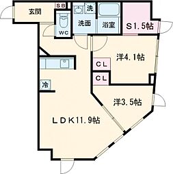ＧＲＡＮ　ＰＡＳＥＯ碑文谷Ｓｏｕｔｈ 4階2SLDKの間取り