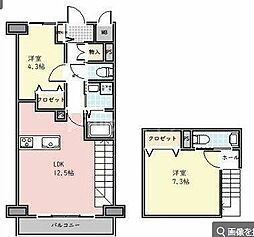 つくばエクスプレス 六町駅 徒歩16分の賃貸マンション 4階2LDKの間取り