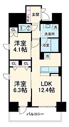 CEDAR NORITAKE 8階2LDKの間取り