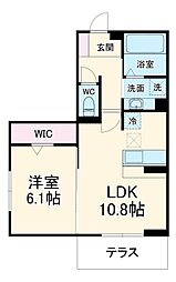 D-ROOM若松町 1階1LDKの間取り