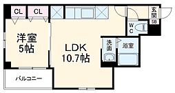 クレスト・ソナ 5階1LDKの間取り