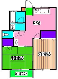JR総武線 西船橋駅 徒歩17分の賃貸アパート 2階2DKの間取り
