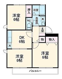 シンヤハンズ　I 3階3DKの間取り