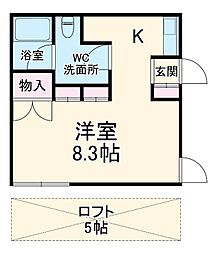 イーコモン 2階ワンルームの間取り