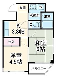 JR横浜線 相模原駅 バス10分 高校入口下車 徒歩3分の賃貸マンション 7階2Kの間取り