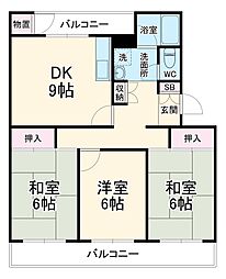 グリーンハイエストマンション 3DKの間取図画像