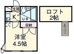 東京メトロ東西線 葛西駅 徒歩18分の賃貸アパート 1階1Kの間取り
