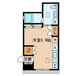 Louis 南台 1階ワンルームの間取り