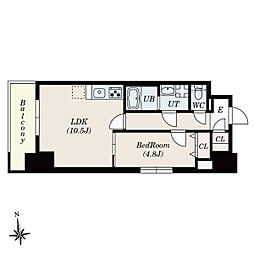 S-RESIDENCE岡崎公園aureate 6階1LDKの間取り