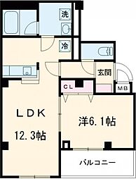 第二ヤマイビル 3階1LDKの間取り