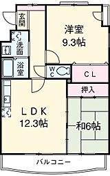 名古屋市営鶴舞線 庄内通駅 徒歩9分の賃貸マンション 1階2LDKの間取り