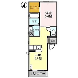 ヴィラ・ブルーノ　Ｅ 2階1LDKの間取り