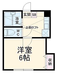 オーシャン 1階1Kの間取り