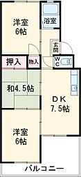 六軒屋農住団地コーポ松栄 2階3DKの間取り