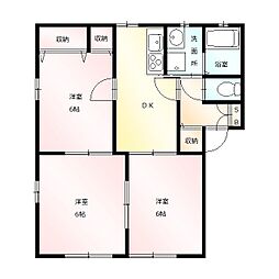 セレーノＢ 2階3DKの間取り