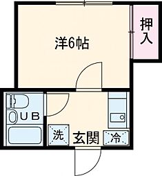 西武新宿線 沼袋駅 徒歩6分の賃貸アパート 1階1Kの間取り