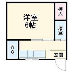 松山荘 2階ワンルームの間取り