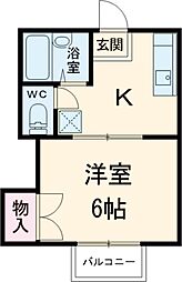 タウニィフルタ 2階1Kの間取り