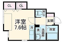 T‘ｓテラス市川 1階ワンルームの間取り