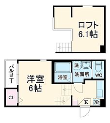 名古屋市営名城線 平安通駅 徒歩8分の賃貸アパート 1階1Kの間取り