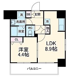 CREST TAPP新大阪 9階1LDKの間取り