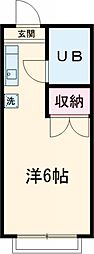 礒沼ハイツ 1階ワンルームの間取り