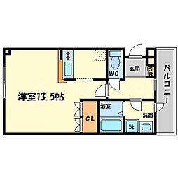 シャルマンコート ワンルームの間取図画像