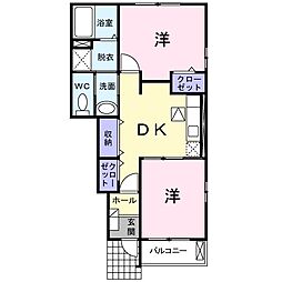 カーサ・カーロ 2DKの間取図画像